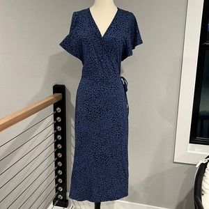 Tall Gap blue leopard print midi wrap dress